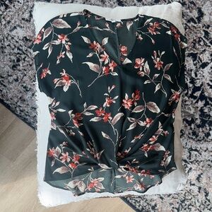 Floral Women's Blouse - Green Pink and Cream